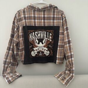 Altar'd State Brown Plaid  Button Down Shirt